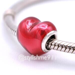 Authentic PANDORA Metallic Red Heart Charm - 799291C02